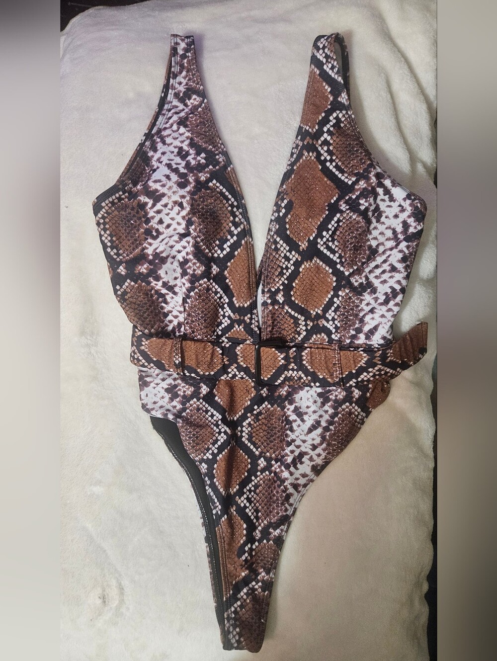 Matte Collection Snake Skin Print One Piece Swimsuit Size XL